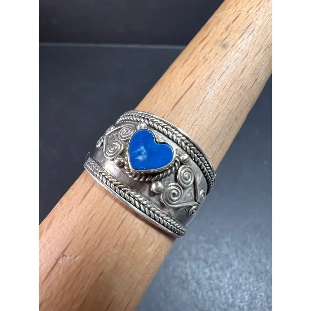 Vintage Sterling Silver Heart Ring | Indonesian Artisan | Size 10–10.25
